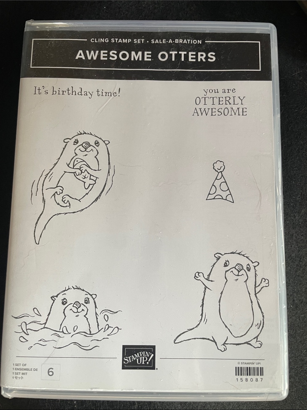 Stampin' Up! Awesome Otters Cling Stamp Set - Black, White